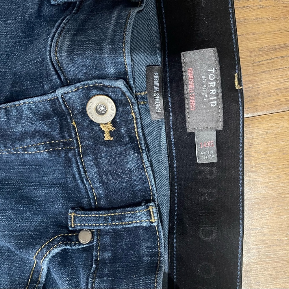Torrid Blue Skinny Jeans 14 Extra Short